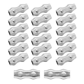 Zreneyfex 20 Pcs 304 Stainless Steel Wire Rope Clip, M5 Poly Rope Connector Wires Splicer, Suitable for Electric Fences Farms Fences