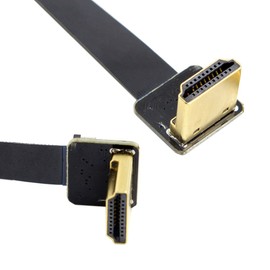 JSER CYFPV - Cable plano doble de 90 grados en ángulo de abajo HDMI tipo A macho a macho HDTV FPC de 20 cm para fotografía aérea multicopter FPV HDTV