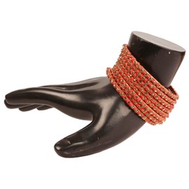 Touchstone Silk Thread Bangle Collection Indian Bollywood Hand Woven Silk Thread Peach Colour Rhinestone Designer Jewellery Special Extra Large Size Bracelets Bangle Set of 8 for Women, Silk