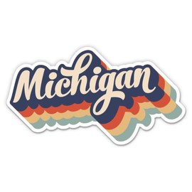Squiddy Michigan Retro Letters Style - Vinyl Sticker Decal for Phone, Laptop, Water Bottle (3" Wide)