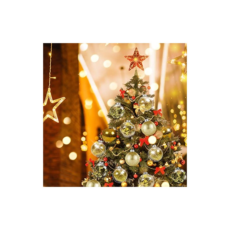 Kesote 24 Bolas Doradas de Navidad Bolas Plásticas Adornos Colgantes