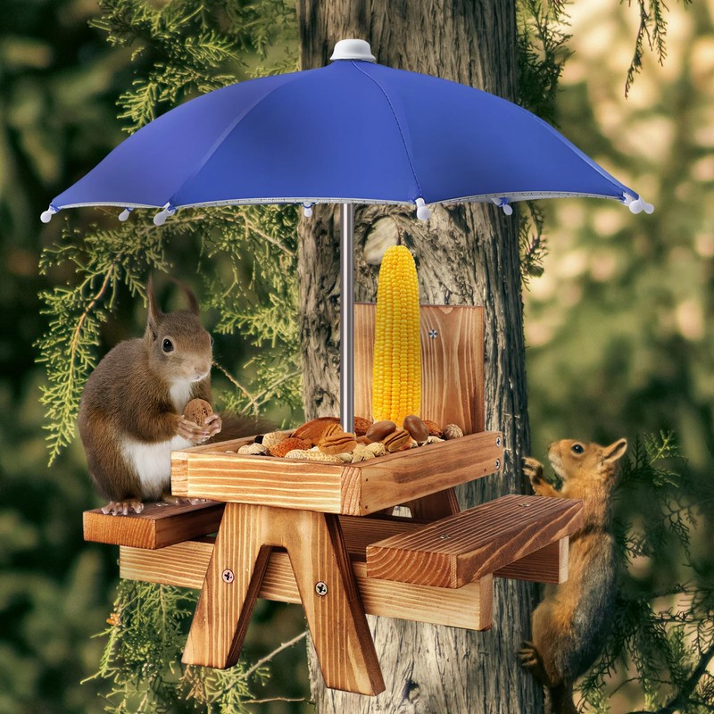 Gnodary Squirrel Feeder with Umbrella, Squirrel Feeders for Outside, Squirrel