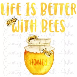 Handmade Sublimation Transfer Life Is Better With Bees Ready To Press Heat Transfer