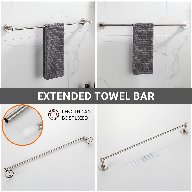 BGL Bathroom Accessory Set Brushed Nickel 4-Pieces Bathroom Towel Rack