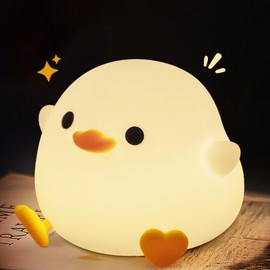 YR YRHH-PET Cute Duck Night Light, Dodo Duck Lamp, Bean Shape, LED Squishy Novelty Ducky Light, Food Grade Silicone Dimmable Nightlight, Light Up Duck Gifts, Baby Kids Nursery Room College Dorm Décor
