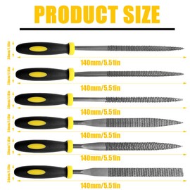 SGERUFZ 6-Piece Precise File Set for Workshop and DIY Including Flat File, Half Round File, Round File and Needle File, Ideal for Coarse Cutting and Roughing