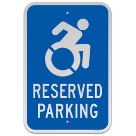 Brimar - 12" x 18" - Accessible Reserved Parking Sign - .063″ Engineering Grade Reflective Aluminum - Bold Text and Symbol - Easy Installation