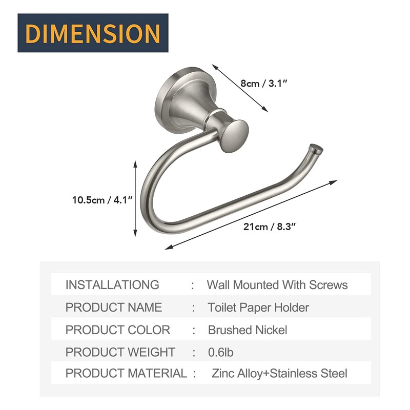 BESy Brushed Nickel Toilet Tissue Paper Holder Brushed Nickel Bathroom