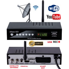 NEW FULL HD Satellite TV Receiver, Built in Wi-Fi & USB Program Recorder Compatible for SKY, FREESAT, Virgin Dishes. (Not for SKY Q)