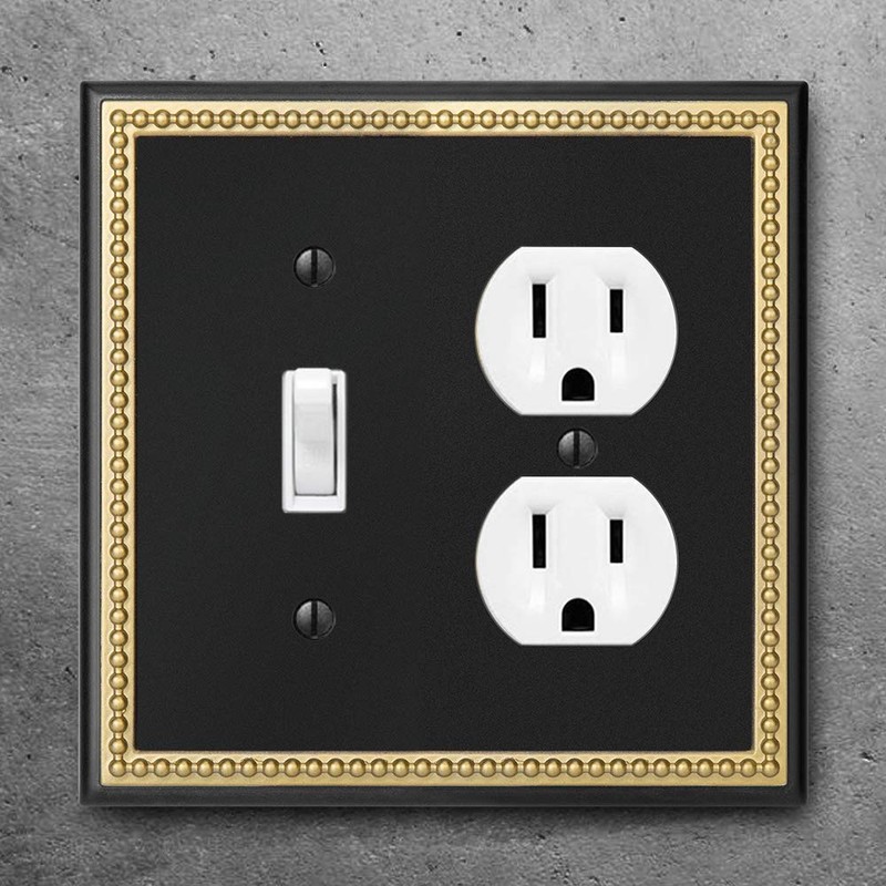 Pearled Frame Decorative Wall Plate Switch Plate Outlet Cover (Toggle/Duplex,