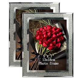 Calenzana 5x7 Picture Photo Frames Sparkle Glass Frame for Tabletop, Set of 2