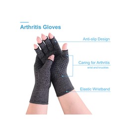 Donfri 2Pairs Arthritis Hand Compression Gloves Fingerless Design Non-slip for Women Men Relieve Symptoms Rheumatoid Osteoarthritis Raynauds Disease Breathable Comfortable Fit Machine Washable (M)