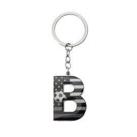 Bag Charms Initial A-Z Letter Keychain Bag Charm Soccer Keychain for Handbags Sports Bag (B)