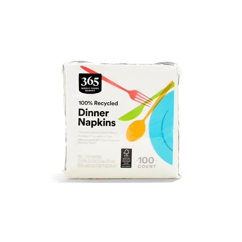 365 by Whole Foods Market, Dinner Napkins, 2-Ply, 100 Count