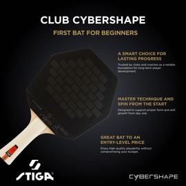 STIGA Club Cybershape Table Tennis Bat - Table Tennis Bat for Beginners with 5-Layer Table Tennis Wood, Star Club Rubber and Large Sweet Spot - The Best Technical Training from the Beginning