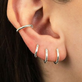 4 Pairs Gold Hoop Earrings for Women 14K Gold Plated Earrings Set for Multiple Piercing Simple Huggie Hoop Earring Cartilage Stud Earrings Trendy