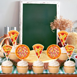 Pizza Party Cupcake Topper, 36pcs Little Cute Pizza Cupcake Picks Fast Food Theme Slice Slice Dessert Decorations Party Favors for Birthday Baby Shower Supplies