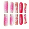 White Pink Gradient Press on Nails Long Flower Fake Nails