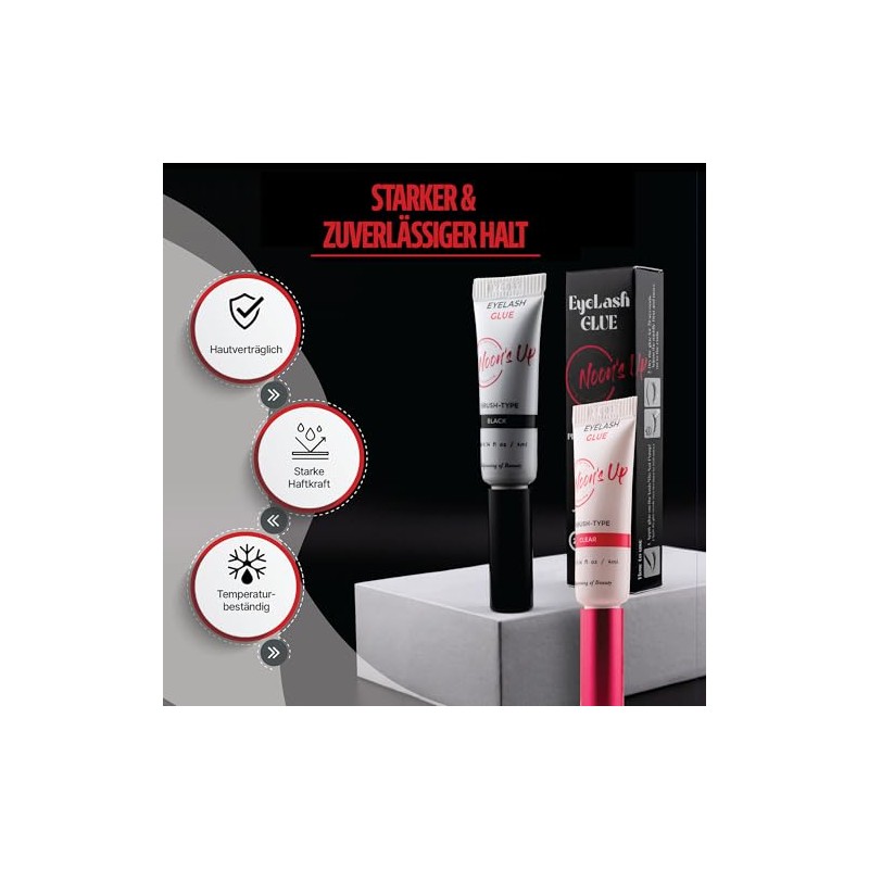 NOON'S UP Eyelash Glue (Black) - Extremely Strong Hold for