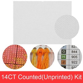 Funcrostitch - Kit de punto de cruz, diseño impreso de 14 quilates, 6 pájaros, 121 x 24 pulgadas