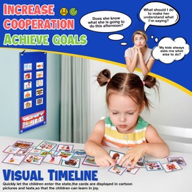 Visual Timetable Children Daily Routine Chart with 70 PECS Cards Now and Next Board for Kids Autism Preschool ADHD ASD for Home School