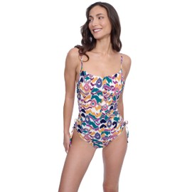 Profile by Gottex Women's Standard Natural Essence Square Neck One Piece Bathing Suit, Multicolor