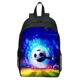 ZPSOSPZ 3D Printed Football Schoolbag, 3D Printed Football Schoolbag, Football Kids Backpack, Comfortable Adjustable Shoulder Bag for School Travelling Hiking, 16 Inches