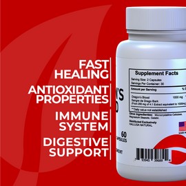 HALLUSA NATURAL DRAGON'S SAP - Healing Resin - Skin Recovery - Antioxidant - Ulcer Care - 60 Cap