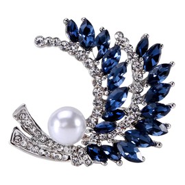 Blue Crystal Brooch Pins Fancy Vintage Style Rhinestone Flower Brooches Jewelry Gift for Women, girls, ladies (Blue Brooch 3)