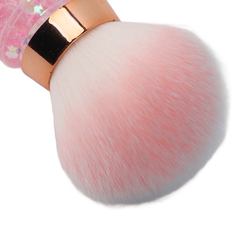 2pcs Loose Powder Brush with Keychain Transparent Handle Synthetic Shed