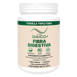 Vita Daigo+ Fibra Digestiva Natural, Fórmula Triple Fibra con Psyllium Plantago, Inulina de Agave y Extracto de Ciruela, 600g