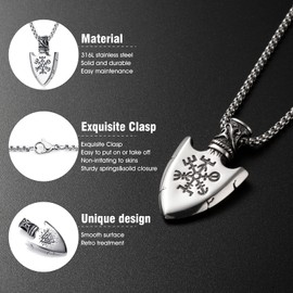 WESTMIAJW Viking Jewellery for Men Norse Vegvisir Compass Amulet Pendant Necklaces Chain Jewellery 60cm