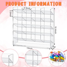 MotiMind Acrylic Pen Organizer Storage Vertical Marker Organizer Acrylic Pen Display Holder for Office Desk Desktop Stationery Pencil Storage(Clear,13 x 4 x 12.4 Inch)