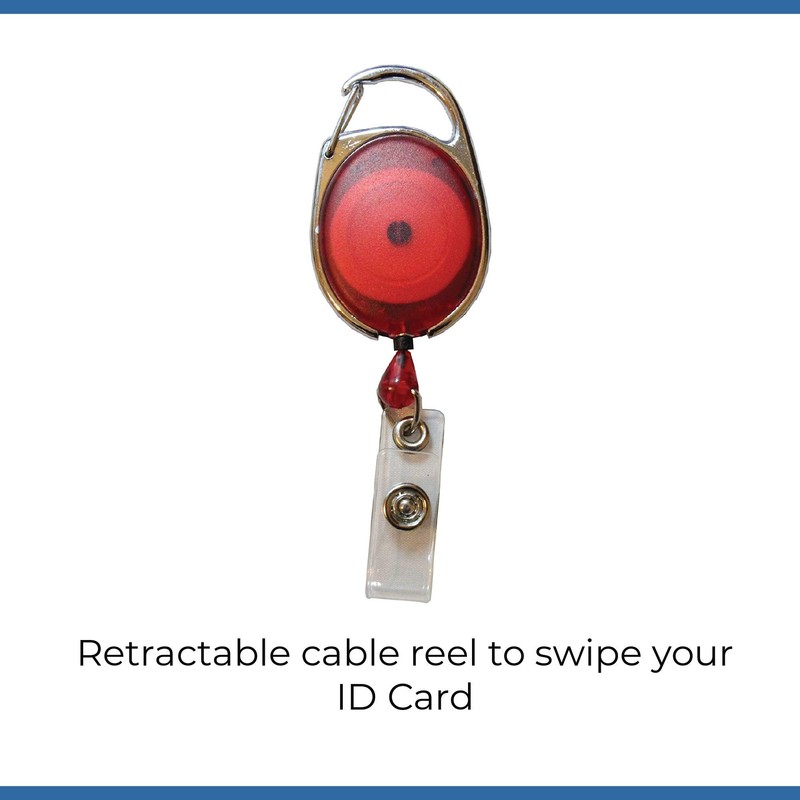 PCL Media ltd Red Retractable Badge Reel with Carabiner Clip