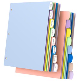 HABGP 16Pcs/2 Set 3 Ring Binder Dividers with Tabs, 8 Color Tab Divders for 3 Ring Binder, Plastic Pastel Page Folder Dividers Sheet Protectors, Three Ring Binder Index Dividers for Notebook