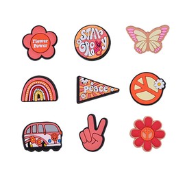 15PCS Hippie Shoe Charms,Boho Aesthetic Shoe Charms,Retro Hippy Party Birthday Shoe Decorations,Cute Decorations,Gift for Kids Teens Girls Women