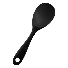Coufce Black Silicone Rice Paddle Spoon - Heat Resistant Non Stick Rice Spatula Food Grade Kitchen Gadget - Dishwasher Safe