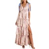 Wenrine Womens Summer Floral Maxi Dress Tie Strap Sleeveless V