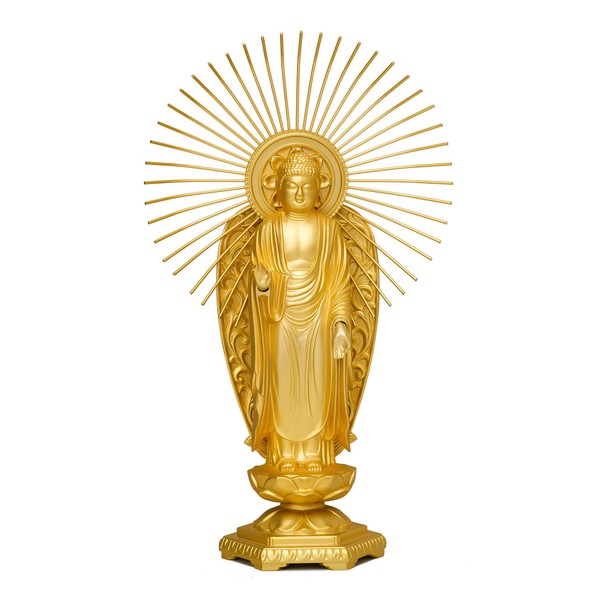 Buddha Statue Amitabha Nyorai for Onishi, 6.2 inches (15.7 cm) (Gold Plated/24K Gold), Buddhist: Shuun Makita Prototype _"Jodo Shinshu Honganji School (West)" Takaoka Copperware (Amidanyorai West/M)