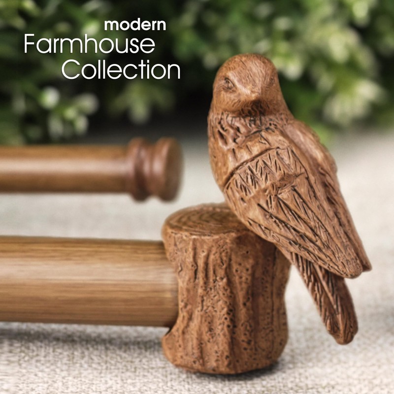 ILAISIHOME 1-1/8 Inch Diameter Faux Wood Curtain Rod with Bird