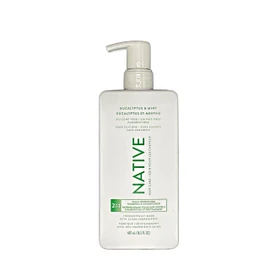 Native Eucalyptus & Mint 2-in-1 Shampoo and Conditioner, Scalp Refreshing |Sulfate Free, Paraben Free, Dye Free, with Naturally Derived Clean Ingredients 487ml pump bottle
