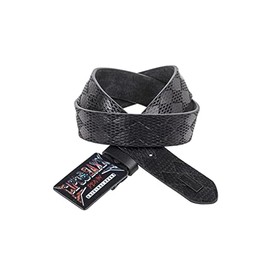 Cipo & Baxx CG204 Men's Leather Belt Colourful Buckle Rectangular Brand Badge Rocky Belt, black