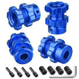 4pcs FriHobby 17mm Wheel Spacer Splined Wheel Hex Hub & Nut Compatible with Traxxas E-Revo Revo 3.3 E-Maxx T-Maxx Summit Slayer Pro 4X4 Losi Baja Rey 1/10 RC Monster Truck (Navy Blue)