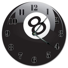 EasySells 10.5" 8 Ball Pool Clock - Large 10.5" Wall Clock - Home Décor Clock