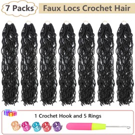 Soft Locs 30 Inch Faux Locs Crochet Hair 7 Packs Crochet Locs Natural Long Locs Crochet Hair For Women Synthetic Pre looped Crochet Braids (30 Inch (Pack of 7), 1#)