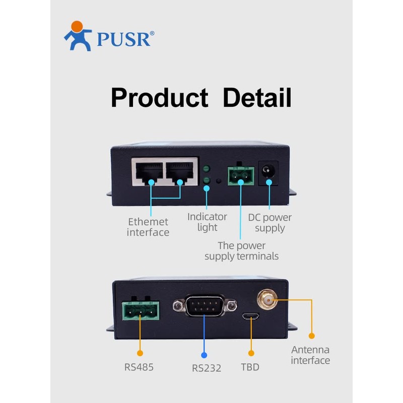 PUSR Industrial WiFi to 2 Ports Ethernet to Serial Converter