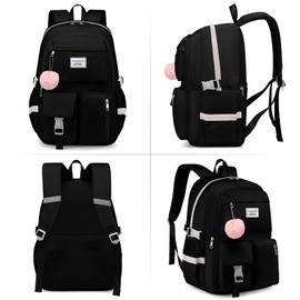 FIUAIE Laptop Backpack for Women College Bookbag: 17.3 Inch Student Backpacks Anti Theft Daypack Cute Middle High School Bag Fashion Travel Back Pack Casual Book bag for Teen Girls Black