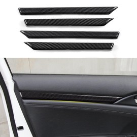 BRMYL Front/Rear Doors Decor Strips Trim Decals for 2016-2021 Honda Civic 10th Gen Accessories ABS Carbon Fiber Stickers, Except for Sport/Hatchback/Touring, Black