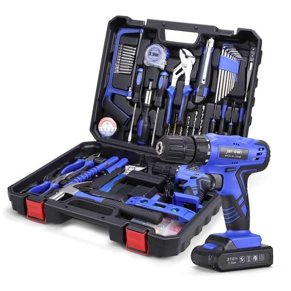 jar-owl Daily Household Tool Set with Drill, 21V Cordless Drill