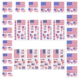 AhfuLife Pack of 24 USA Flag Tattoo Stickers, Temporary Tattoo Sticker Set, Fan Decoration Stickers for Football Sports Events Event Supplies Concerts World Cup 2022 Party Decoration (USA)